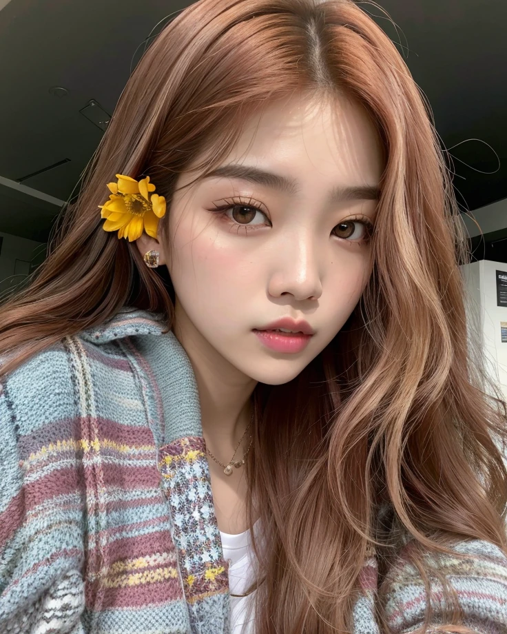 Un primer plano de una persona con una flor en el cabello, Parque Roseanne de Blackpink, Jinyoung Shin, Blackpink Jennie, Jossi de Blackpink, Retrato de Jossi de Blackpink, tzuyu de dos veces, Jaeyeon Nam, Heonhwa Choe, maquillaje popular de Corea del Sur, Lalisa Manobal, Kim Doyoung, ulzzang, Parque Ji-min