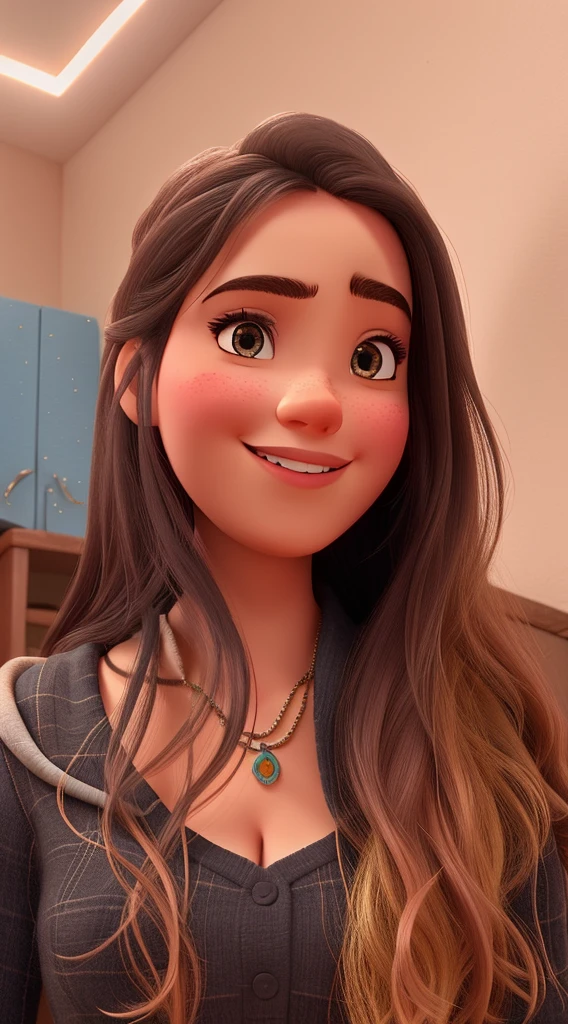 Uma mulher branca estilo disney pixar, alta qualidade, melhor qualidade