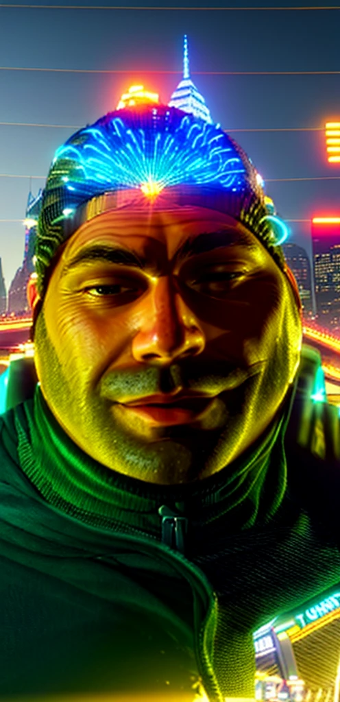 A high-quality, ultra-detailed masterpiece art piece in the style of GTA 5, featuring a bustling cityscape with skyscrapers, neon lights, and vibrant street life. The scene should include photorealistic renderings of cars racing through the streets, dramatic lighting, and a sense of action and energy. The colors should be vivid and vibrant, with a distinct color palette reminiscent of the game. The image should have a sharp focus and be rendered in high resolution, such as 4k or 8k, to capture every detail. The overall atmosphere should convey the excitement and fast-paced nature of the game, with a touch of urban grit and a hint of danger. The city should appear alive and dynamic, with realistic reflections on the buildings and a sense of depth and scale. The prompt should reflect the combination of realistic rendering and the distinct visual style of GTA 5, capturing the essence of the game's art direction.