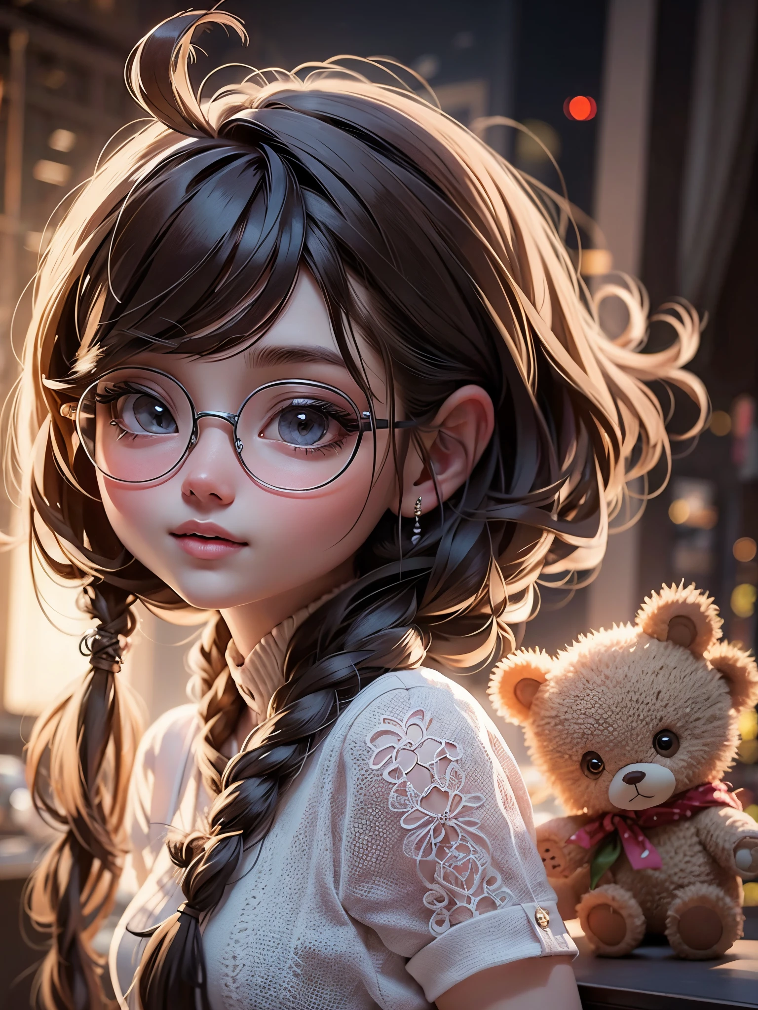 girl vs..,teddy bears,shuicolor,laced dress,Background color,