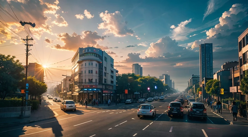 Multiple weather balloons,城市,streetview,millhaust gas,crowd of,Wagas,The Car,light and shadow effect,quadratic element,Guangzhou