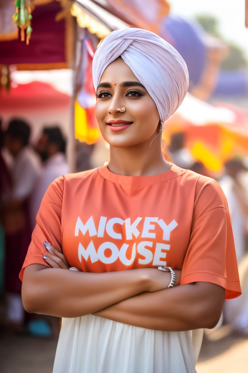 full body shot of  smiling pakistani beauty in a summer festival, (extremely detailed CG unity 8k wallpapece incredibly detailed, lips, realistic, solo,??????????????,skin tight, puffy ???????, facial, masterpiece,best quality, Intricate, High Detail, dramatic,