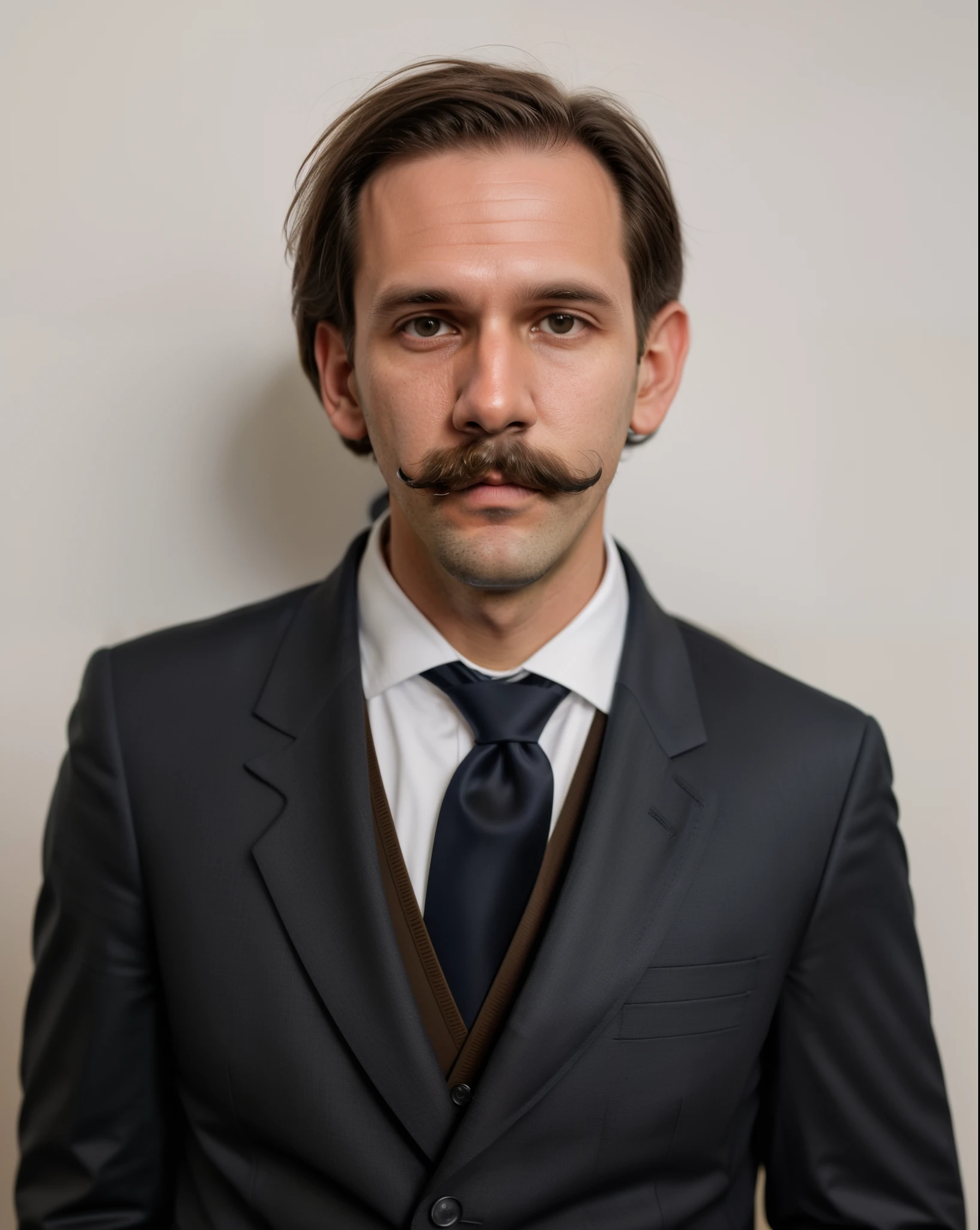 There is a man with a mustache and suit, inspirado em Arnold Franz Brasz, inspired by László Eloquent, inspirado em Franz Karl Basler-Kopp, inspired by Zoltán Nuridsány, inspired by Mikoláš Aleš, inspirado em Heinrich Herzig, inspirado em Stanley Twardowicz