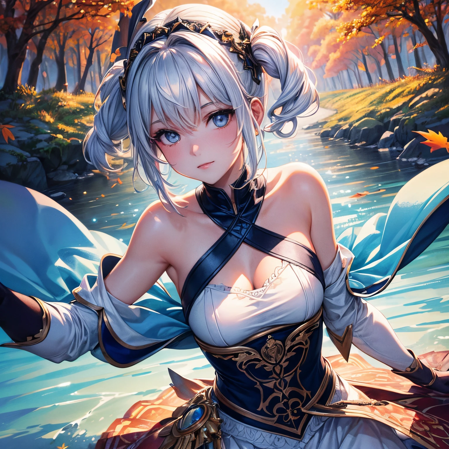 NoelleGenshin Impact, Iwhole body, (NSTDA.:1.2), (10, beste-Qualit, master-piece: 1.4), ultra-high resolution, (lifelike, photorealistic portrait: 1.48), 25 age, Cute Girl, (Look neatly through the bikini:1.11), Famous Japanese actors, Beautiful breasts, Blue Eyes, Head tilt, cowboy shot, from the side, looking at the audience, expressionless, Beautiful lake, Zeiss 150mm F/ 2.8 Hasselblad, Whole body, foot, Ultra-Wide Angle