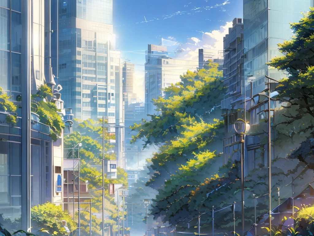 5 large white balloons,((A cylindrical device hangs beneath the balloon)),globalillumination, cellshading, Octagon rendering, 8K, iintricate, cool colours, rays of sunshine，high house，Exhaust emissions，Guangzhou，The Car，city，the street，crowd of，in style of kyoto animation，Kyoto Animation，citypop