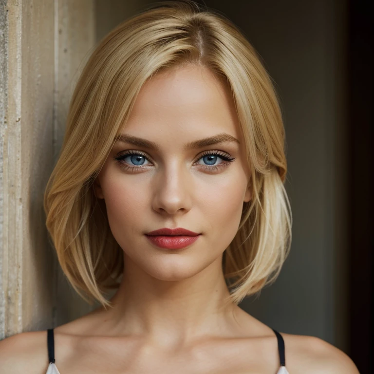 blond woman with blue eyes and red lipstick posing for a picture, a portrait by Seb McKinnon, shutterstock, fine art, beautiful blonde woman, blonde beautiful young woman, beautiful blonde girl, sexy face with full makeup, young blonde woman, a gorgeous blonde, sexy red lips, blonde and attractive features, photo of a beautiful woman, blonde woman, gorgeous beautiful woman