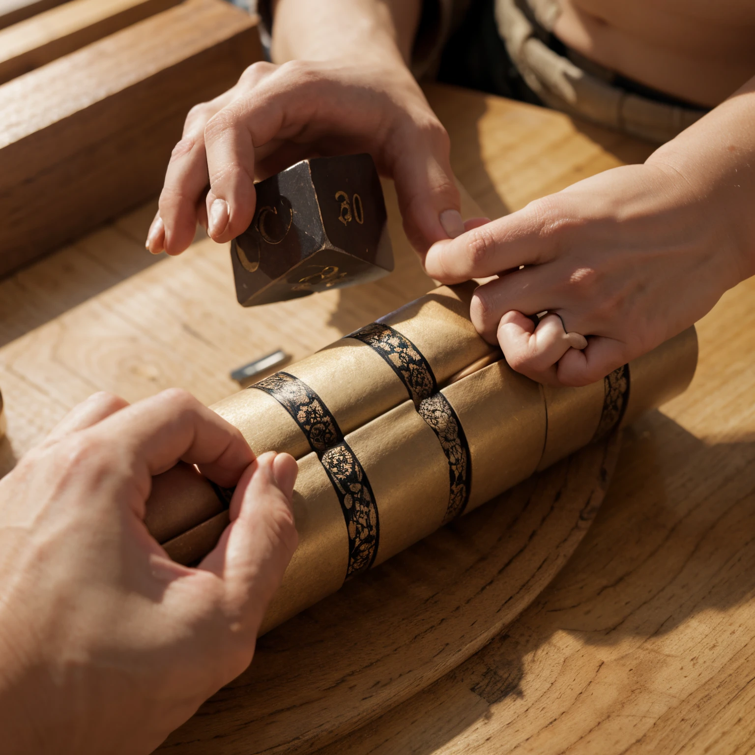 Hand rolling a die