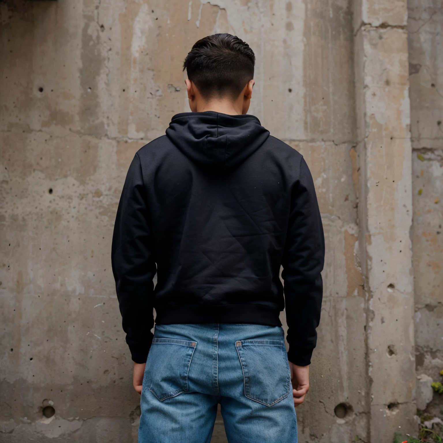 Make a design for the back of the hoodie of a Mexican jumping over wall