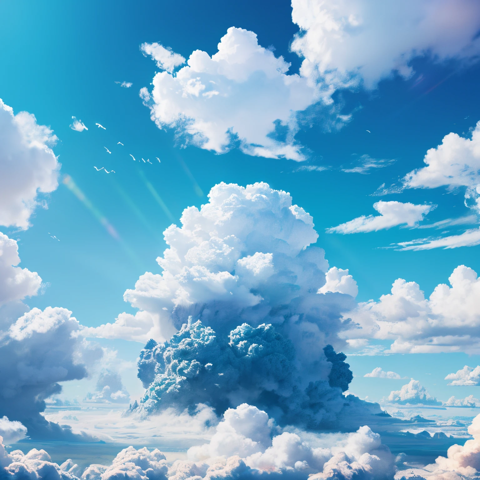 ​masterpiece, top-quality, (extremely detailed CG unified 8k wallpaper) (top-quality), (The best illustrative colors)、Super Meticulous, blue-sky、Variety of clouds、Wonderfully beautiful
