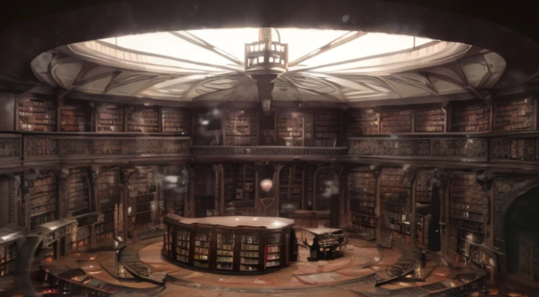 Franco-German image of library with round table and benches, Gothic epic library concept, Ruvana Concept Art Library, gothic epic library, Ancient Library, alchemist library background, Infinite Astronomy Library, Unlimited library, vast library, Library of Babel, standing inside a magic library, Library of Babel, big library, an eternal library, Castle Library
