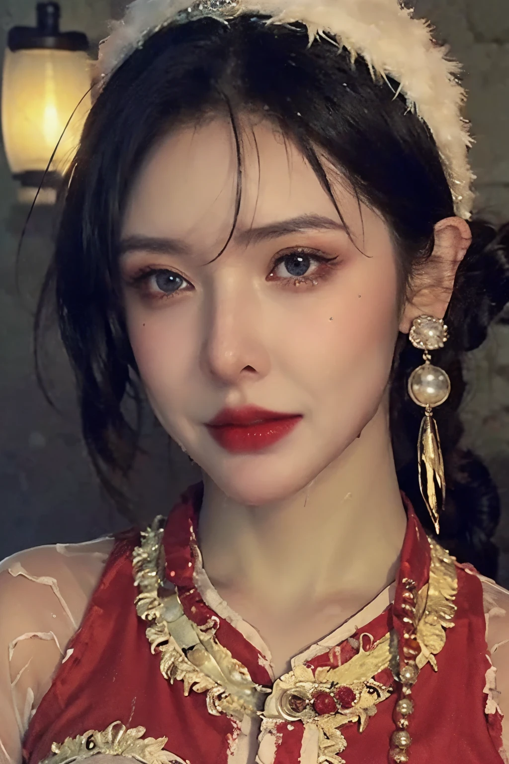 The highest image quality, tmasterpiece, super tall:1.4), Number of photos, 1 girl in,Highly Detailed Face and Skin Textur, 詳細な目, photorealistic eye, beautiful detailed eyes, (Realistic skin), Attractive, Ultra-high sharpness, hyper realisitc, Very meticulous, the golden ratio, (sweatshirts, water leakage, hori&#39;It&#39;s too dark, be desperate, compassionate, Poor, 电影灯光, watery big eyes, watery big eyes, (Torn clothes: 1.5), ((wetclothes: 1.4)), shoulder, True rain, Wet hair, ((Korea, of the whole body))