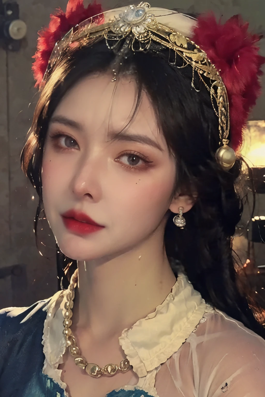 The highest image quality, tmasterpiece, super tall:1.4), Number of photos, 1 girl in,Highly Detailed Face and Skin Textur, 詳細な目, photorealistic eye, beautiful detailed eyes, (Realistic skin), Attractive, Ultra-high sharpness, hyper realisitc, Very meticulous, the golden ratio, (sweatshirts, water leakage, hori&#39;It&#39;s too dark, be desperate, compassionate, Poor, 电影灯光, watery big eyes, watery big eyes, (Torn clothes: 1.5), ((wetclothes: 1.4)), shoulder, True rain, Wet hair, ((Korea, of the whole body))