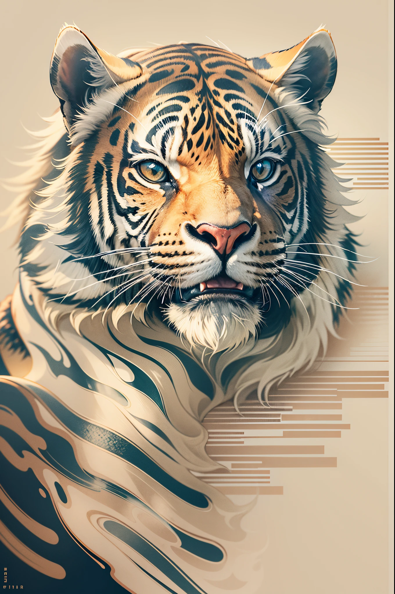 minimal art,Black lines,tigre,8K分辨率