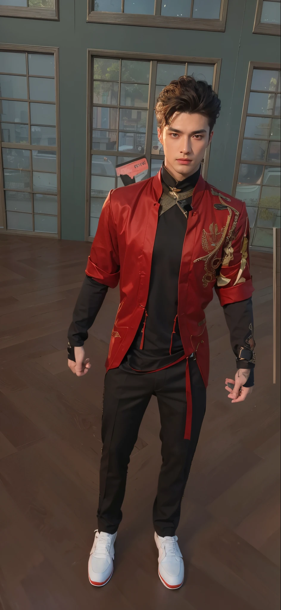 3d, ultra hd quality, man face same as remain, same as original picture, super high resolution, handsome, top-quality, high resolution, realisitic, masterpiece, handsome face, 4K, with a well-proportioned body, cloth texture, intricate details, handsome detailed face, background, well-proportioned face