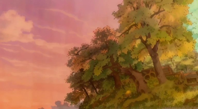There  a photo of a tree with the sky as the background, anime backgrounds, Anime beautiful peaceful scene, beautiful anime scenes, Watching the sun set. Japanese cartoon, Colorful anime movie background, golden hour background, Anime countryside landscape, anime movie backgrounds, animation still frame, Anime Nature, beautiful anime scenery, Anime landscapes, Anime background art, anime scene, Today’s recommended anime  still
