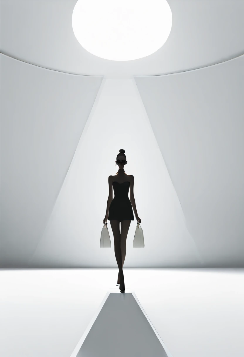 (maximalist:1.5),Fashion show,A beautyful girl,siluette,