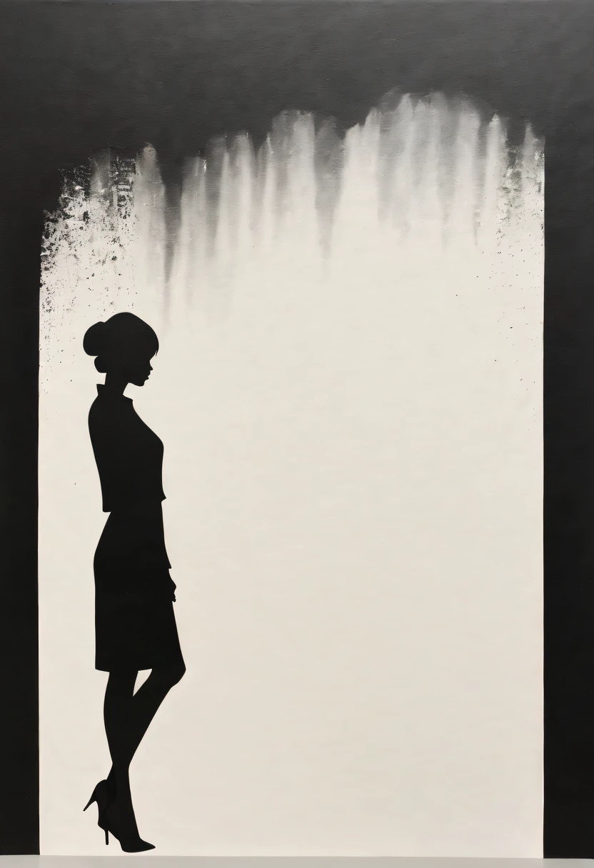 (maximalist:1.5),A beautyful girl,siluette,abstract paintings,Lots of white space