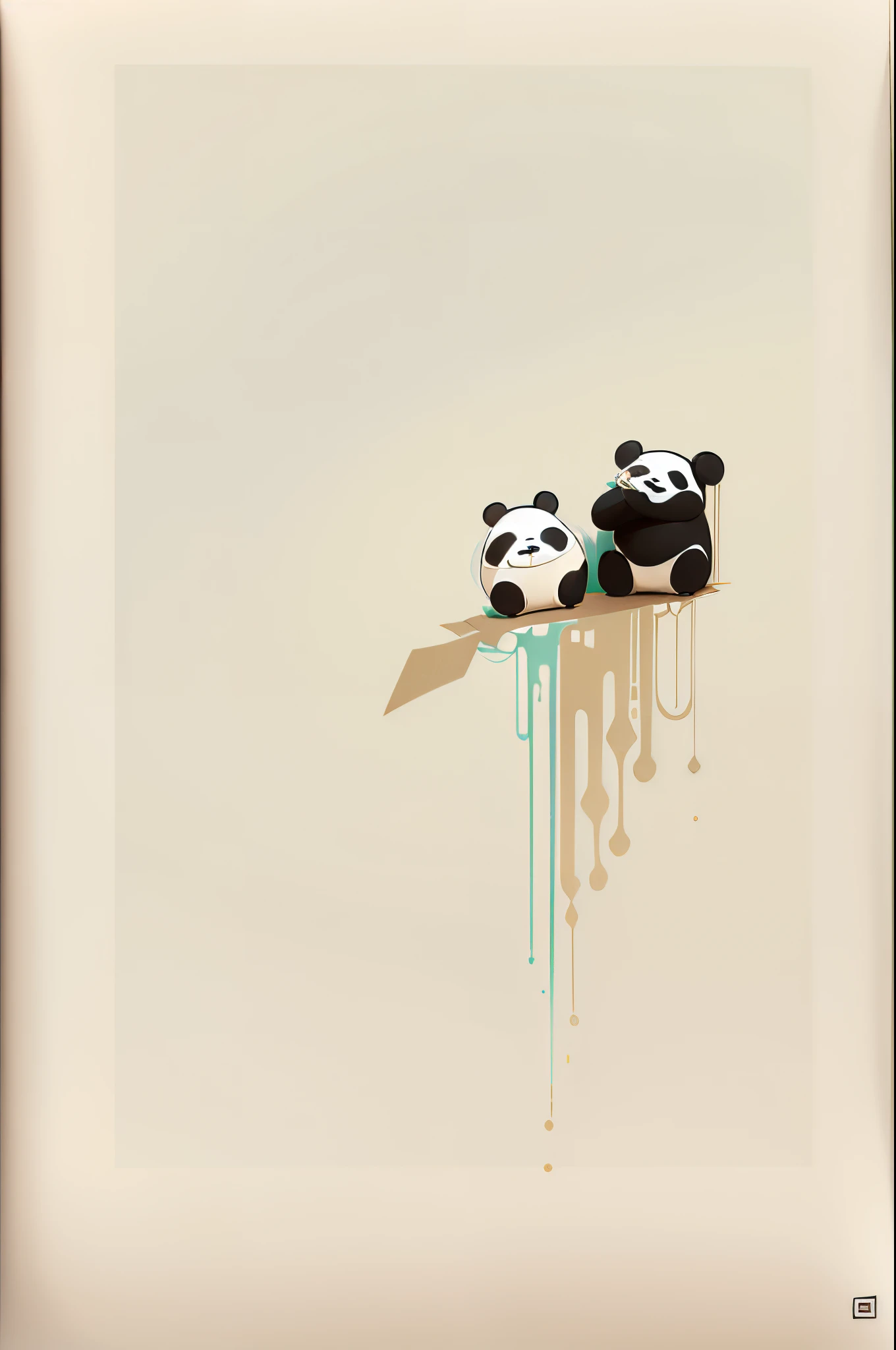 minimal art,Agnes DenesArt Style,stickfigure,pandas,8K分辨率