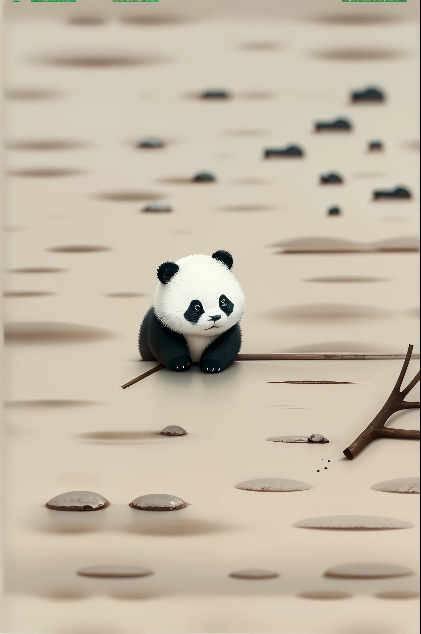 minimal art，Agnes DenesArt Style，stickfigure，pandas，8K分辨率