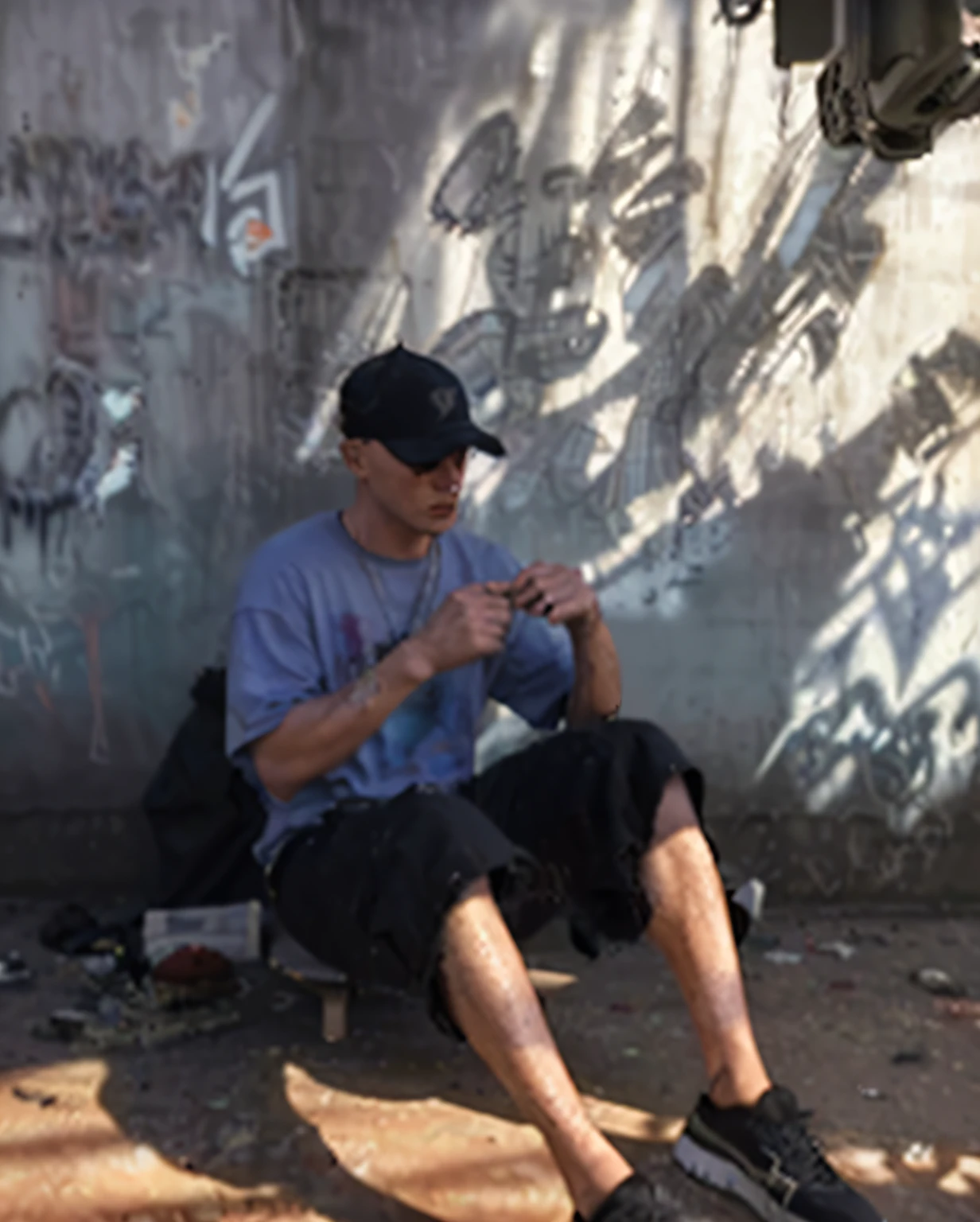 gopnik guy is sitting on the street, gopstyle, semi-realistic art 8k, ultra artstation quality