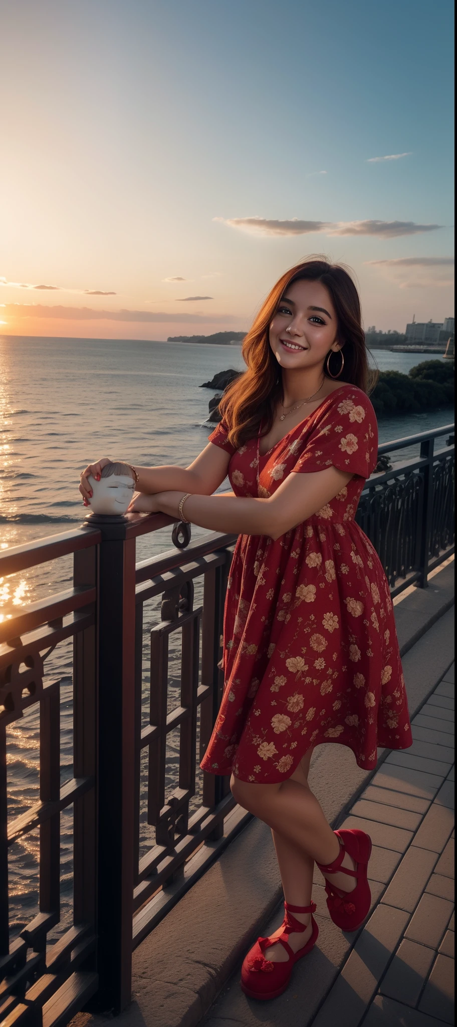 beautiful girls, smile flower dress, human, Beautiful eyes, change the dress color to red