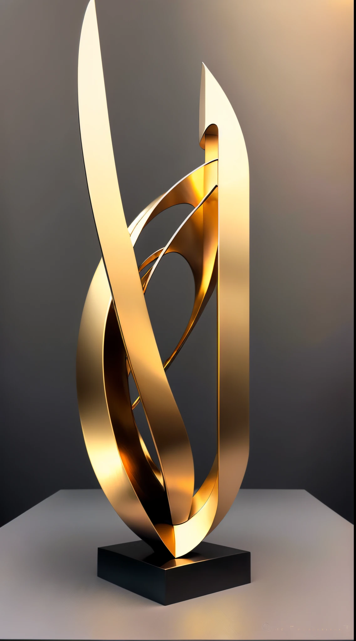(minimalist:1.5)，(Metal sculpture of a beautiful girl:1.3)，(Lines are curved and smooth:1.2)，golden colored，(rainbowing:1.1)，abstract sculpture，minimalistic background，Line winding sculpture，(Best quality at best，ultra - detailed，Best Best Illustration，The best shadow，tmasterpiece，A high resolution，professionalartwork，famousartwork），heavy metal style，Post-industrial style，A futuristic，Delicate curves,Stylized abstract sculpture of beautiful girl,heavy metal style，postmodern industrial style，hyper realisitc，metallic  luster，metalictexture