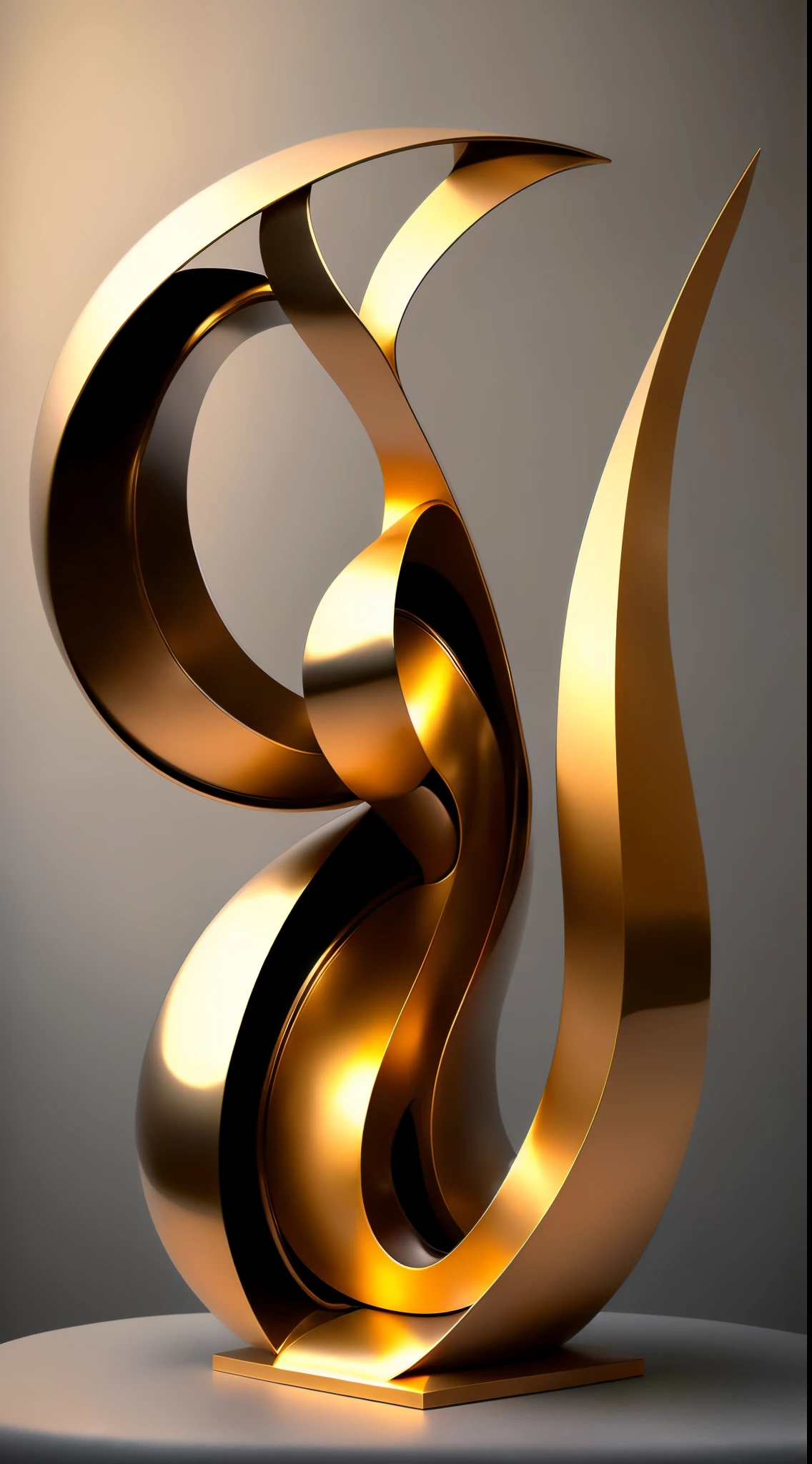 (minimalist:1.5)，(Metal sculpture of a beautiful girl:1.3)，(Lines are curved and smooth:1.2)，golden colored，(rainbowing:1.1)，abstract sculpture，minimalistic background，Line winding sculpture，(Best quality at best，ultra - detailed，Best Best Illustration，The best shadow，tmasterpiece，A high resolution，professionalartwork，famousartwork），heavy metal style，Post-industrial style，A futuristic，Delicate curves,Stylized abstract sculpture of beautiful girl,heavy metal style，postmodern industrial style，hyper realisitc，metallic  luster，metalictexture