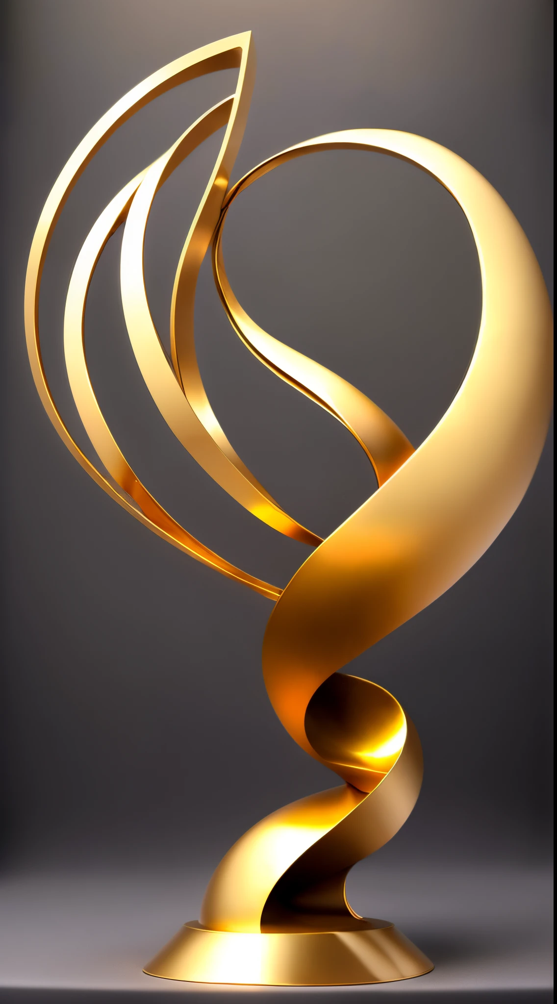 (minimalist:1.5)，(Metal sculpture of a beautiful girl:1.3)，(Lines are curved and smooth:1.2)，golden colored，(rainbowing:1.1)，abstract sculpture，minimalistic background，Line winding sculpture，(Best quality at best，ultra - detailed，Best Best Illustration，The best shadow，tmasterpiece，A high resolution，professionalartwork，famousartwork），heavy metal style，Post-industrial style，A futuristic，Delicate curves,Stylized abstract sculpture of beautiful girl,heavy metal style，postmodern industrial style，hyper realisitc，metallic  luster，metalictexture