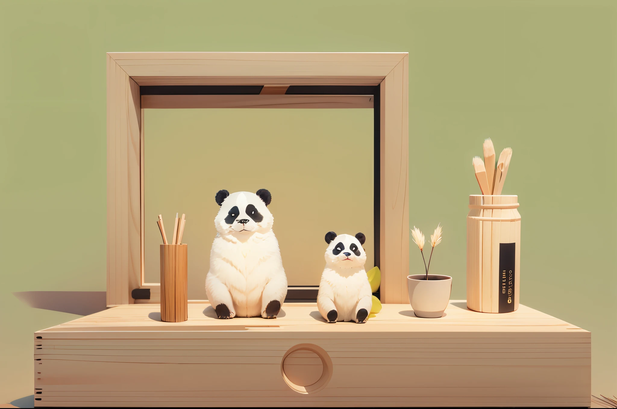 minimal art,Agnes DenesArt Style,Matchstick man,pandas,8K分辨率