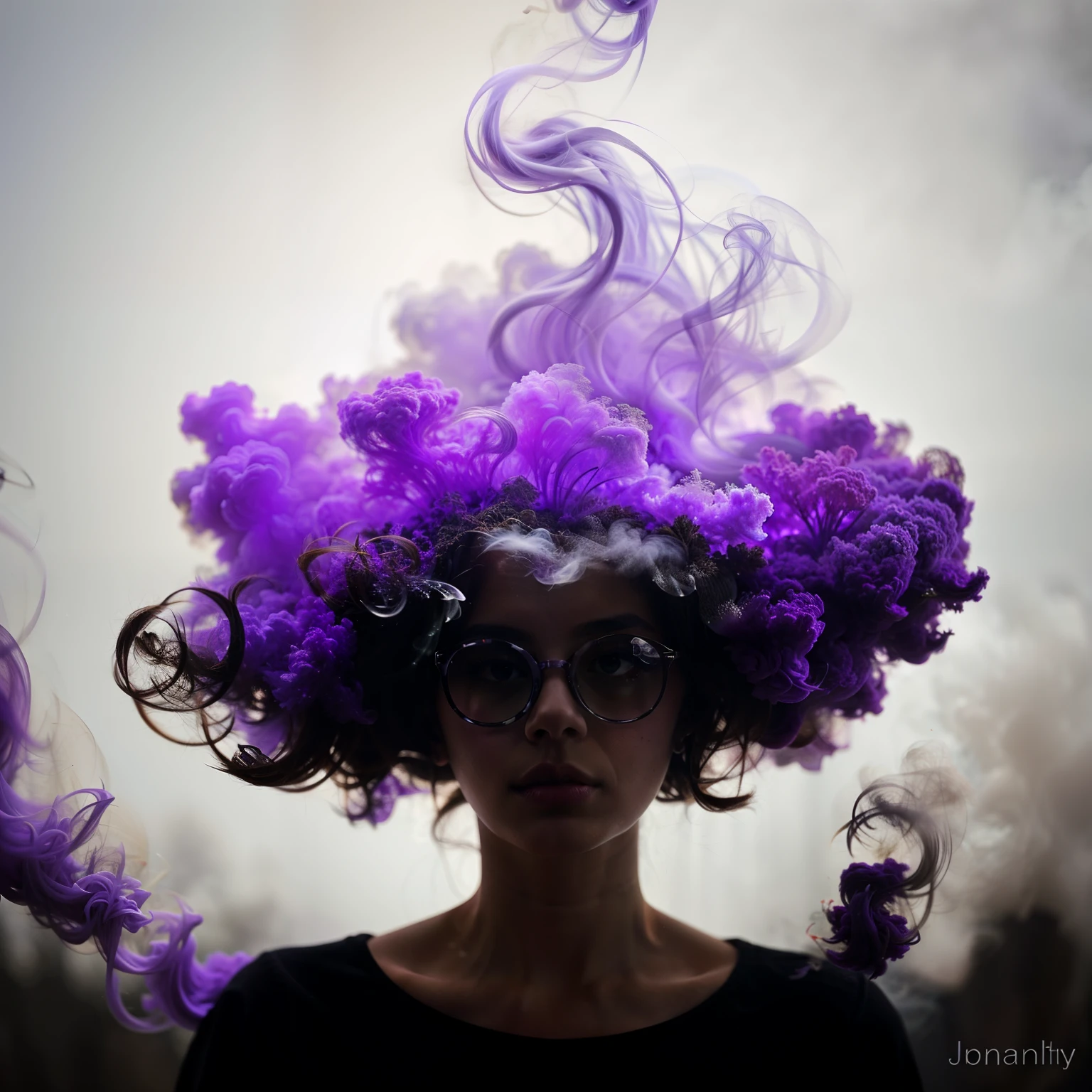 Abstract beautiful purple smoke, white color in the background.