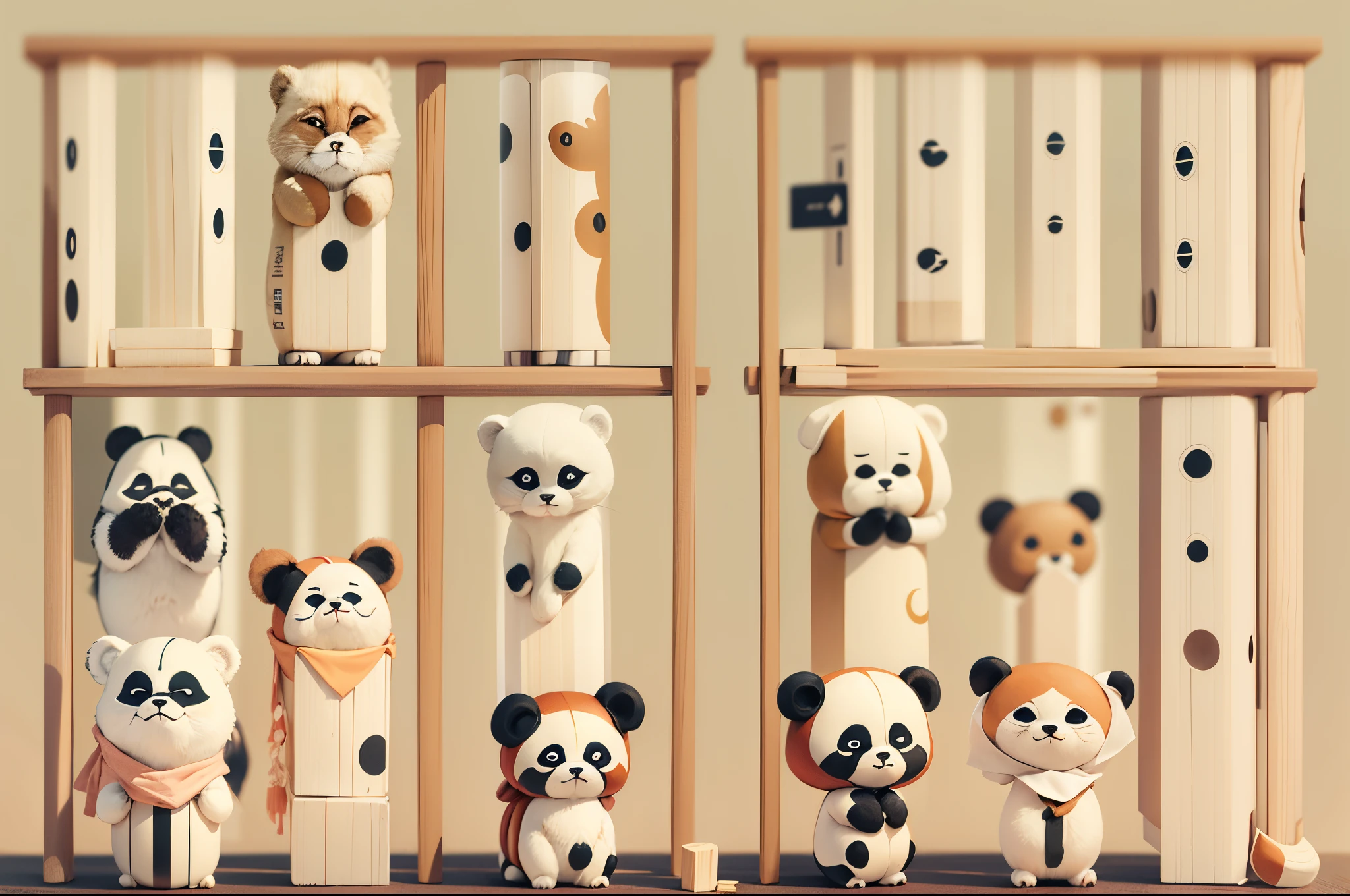 minimal art,Agnes DenesArt Style,Matchstick man,pandas,8K分辨率