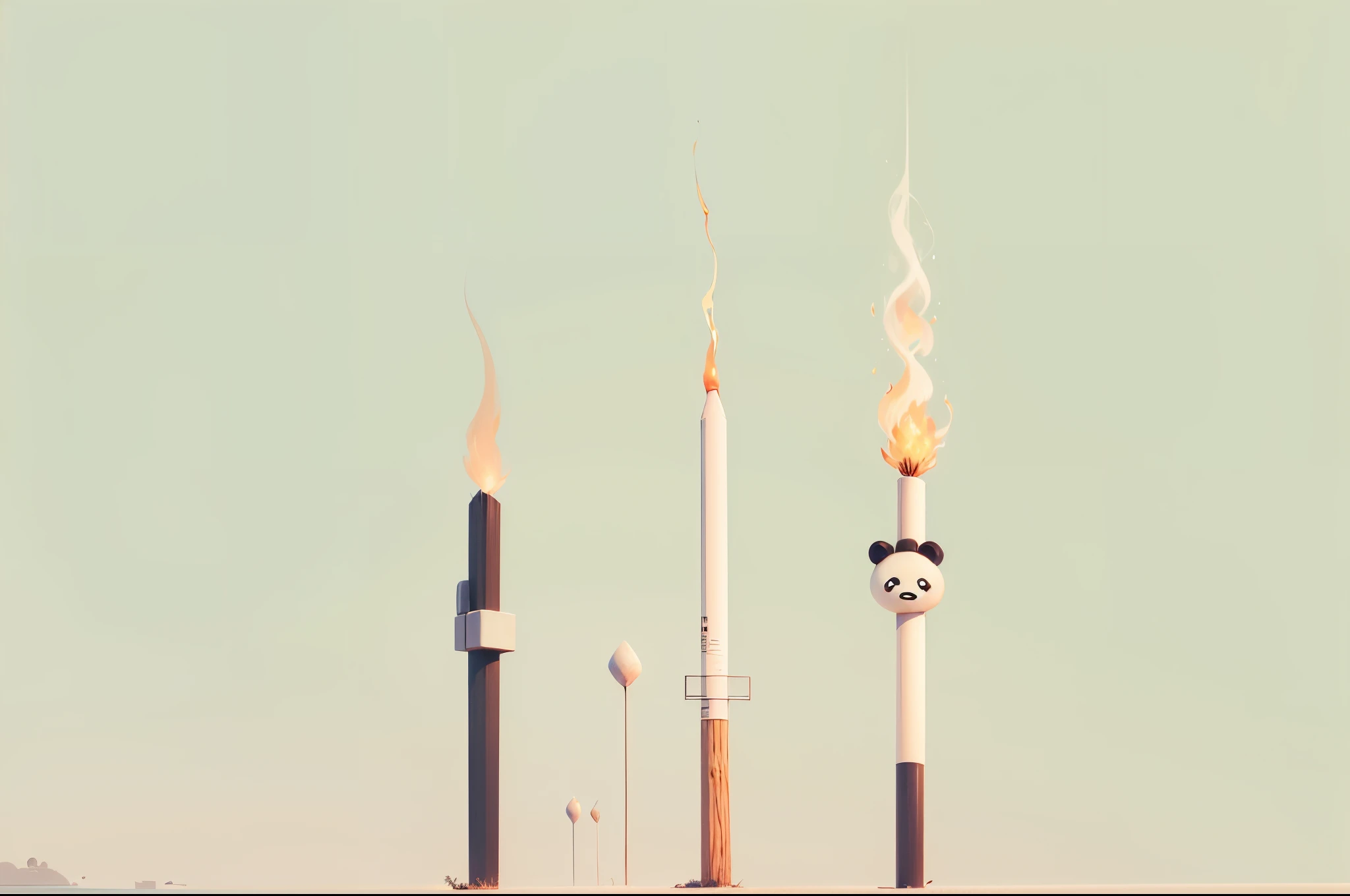 minimal art，Agnes DenesArt Style，Matchstick man，pandas，8K分辨率