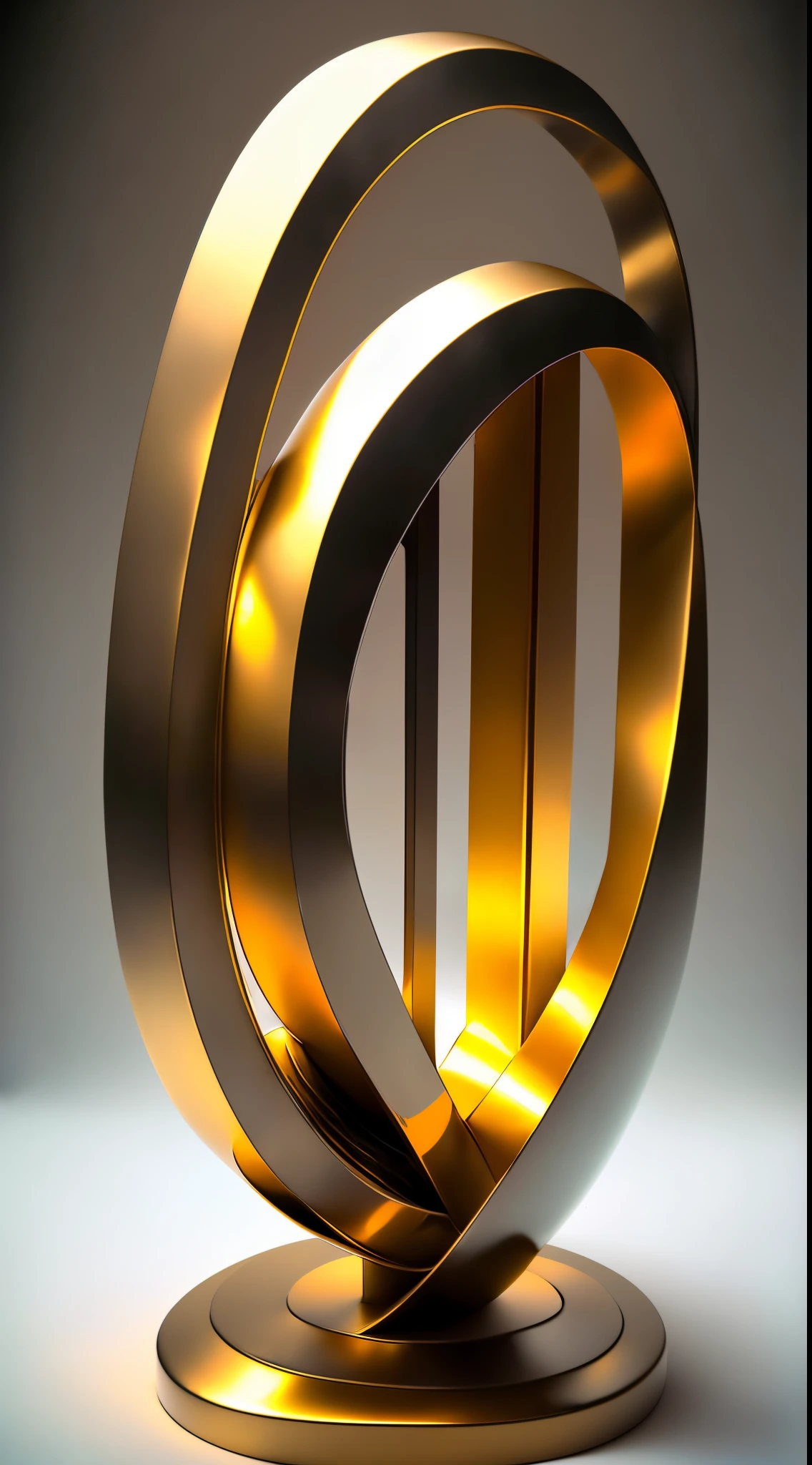 (minimalist:1.5)，(Metal sculpture of a beautiful girl:1.3)，(Lines are curved and smooth:1.2)，golden colored，(rainbowing:1.1)，abstract sculpture，minimalistic background，Line winding sculpture，(Best quality at best，ultra - detailed，Best Best Illustration，The best shadow，tmasterpiece，A high resolution，professionalartwork，famousartwork），heavy metal style，Post-industrial style，A futuristic，Delicate curves,Stylized abstract sculpture of beautiful girl,heavy metal style，postmodern industrial style，hyper realisitc，metallic  luster，metalictexture