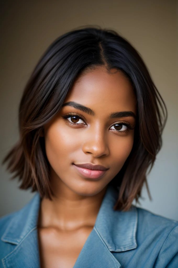 (8k, Photo brute, qualité la plus élevée), Belle fille d’ébène, Poils sarcelle, yeux sarcelle, joie, Regard tout droit, robe, (yeux détaillés:0.8), (regardant la caméra:1.4 tout droit), (qualité la plus élevée), (meilleure ombre), Détails complexees, intérieur, Studio sombre, couleurs atténuées, (Contraste To8Style), joli, tête redressée regardant tout droit