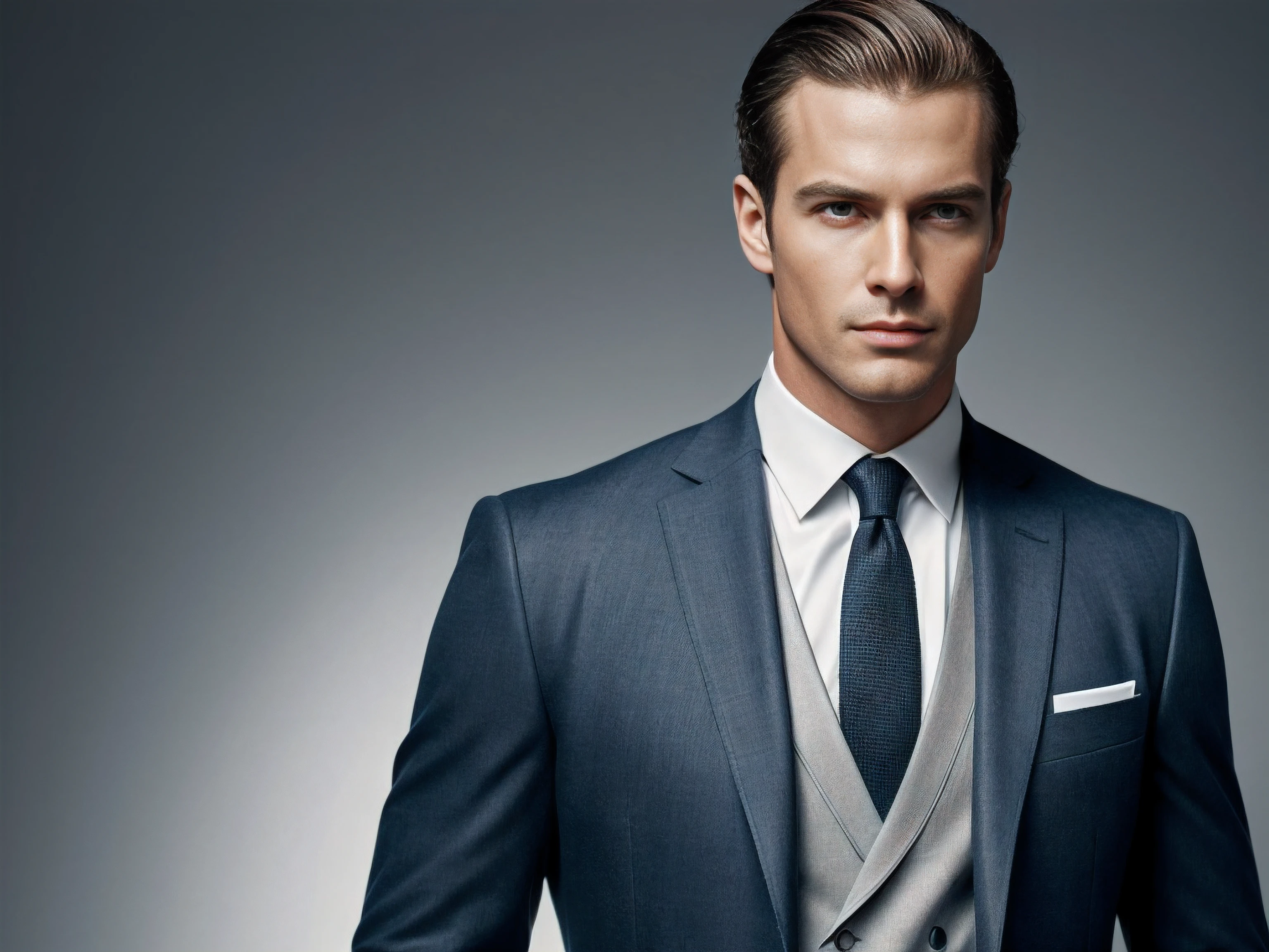 «»A photorealistic image of a distinguished man in a tailored suit captured in a professional photo studio. El enfoque debe estar en mostrar el atuendo elegante y el comportamiento seguro del hombre.. El fondo del estudio debe ser limpio y sin fisuras, Ensure that full attention is paid to the topic. Lighting setup must be meticulously designed to create a sophisticated and polished look., con luz suave y sombras sutiles para acentuar los detalles del traje y las facciones del hombre. The image must be taken with a high resolution camera and a short telephoto lens, permitiendo una vista de cerca del hombre y su atuendo. La pose debe ser segura y serena, reflejando la personalidad y el estilo del caballero. Para inspirarse, consider work from renowned fashion photographers and studios known for their expertise in capturing flawless studio portraits on platforms like Vogue, GQ, y Harper's Bazaar.(((fotorrealista))) (((Hombre distinguido))) (((Traje a medida))) (((Professional photo studio))) (((Fondo limpio y sin fisuras))) (((Soft studio lighting))) (((High resolution))) (((Teleobjetivo corto)))»»