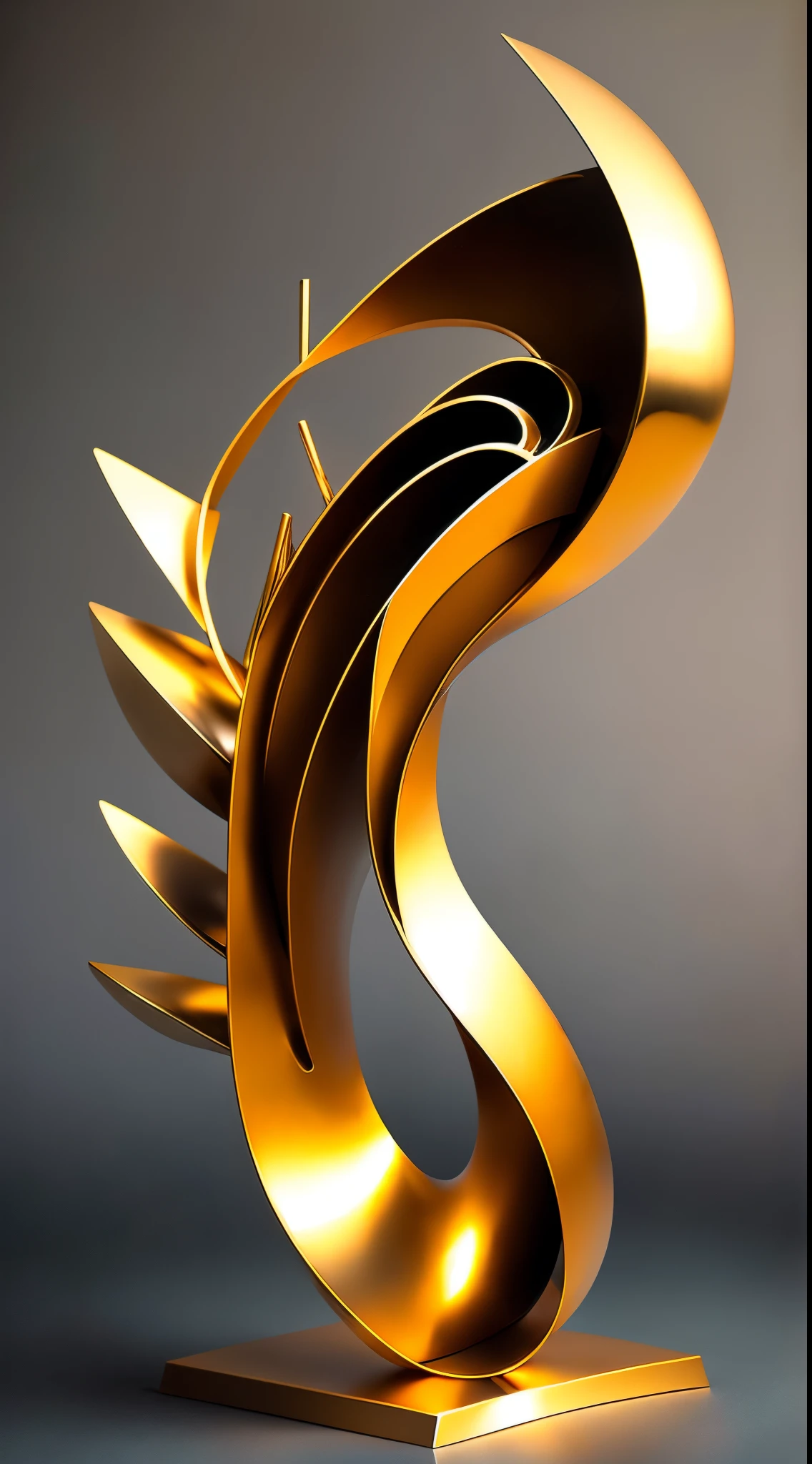 (minimalist:1.5),(Metal sculpture of a beautiful girl:1.3),(Lines are curved and smooth:1.2),golden colored,(rainbowing:1.1),abstract sculpture,minimalistic background,Line winding sculpture,(Best quality at best,ultra - detailed,Best Best Illustration,The best shadow,tmasterpiece,A high resolution,professionalartwork,famousartwork),heavy metal style,Post-industrial style,A futuristic,Delicate curves,Stylized abstract sculpture of beautiful girl,heavy metal style,postmodern industrial style,hyper realisitc,metallic luster,metalictexture