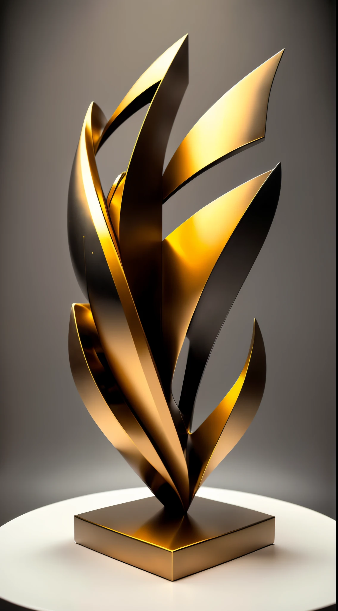 (Minimalist:1.5)，(Metal sculpture of a beautiful girl:1.3)，(Lines are curved and smooth:1.2)，golden colored，(rainbowing:1.1)，abstract sculpture，minimalistic background，Line winding sculpture，(Best quality，ultra - detailed，Best Best Illustration，The best shadow，tmasterpiece，A high resolution，professionalartwork，famousartwork），heavy metal style，Post-industrial style，A futuristic，Delicate curves,Stylized abstract sculpture of beautiful girl,heavy metal style，postmodern industrial style，hyper realisitc，metallic  luster，metalictexture