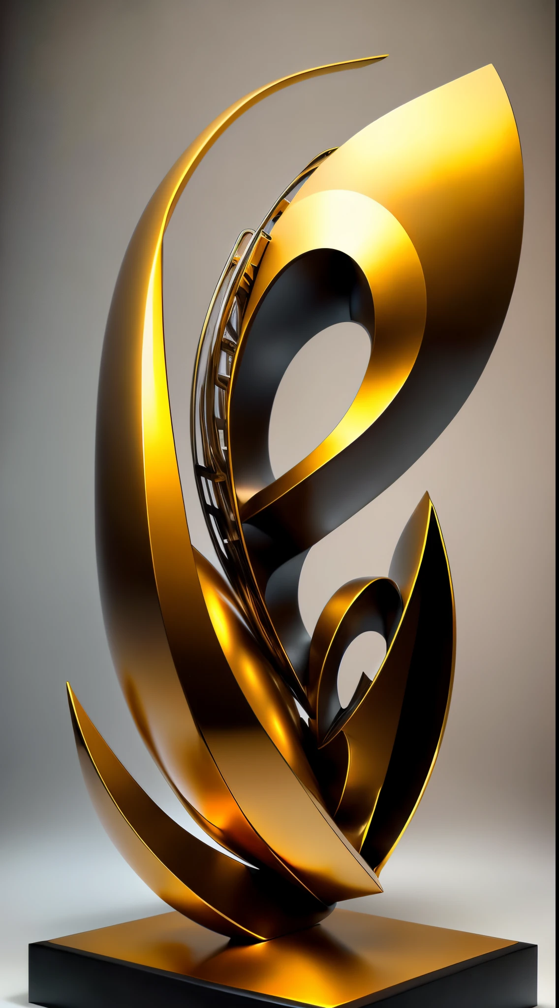 (Minimalist:1.5)，(Metal sculpture of a beautiful girl:1.3)，(Lines are curved and smooth:1.2)，golden colored，(rainbowing:1.1)，abstract sculpture，minimalistic background，Line winding sculpture，(Best quality，ultra - detailed，Best Best Illustration，The best shadow，tmasterpiece，A high resolution，professionalartwork，famousartwork），heavy metal style，Post-industrial style，A futuristic，Delicate curves,Stylized abstract sculpture of beautiful girl,heavy metal style，postmodern industrial style，hyper realisitc，metallic  luster，metalictexture