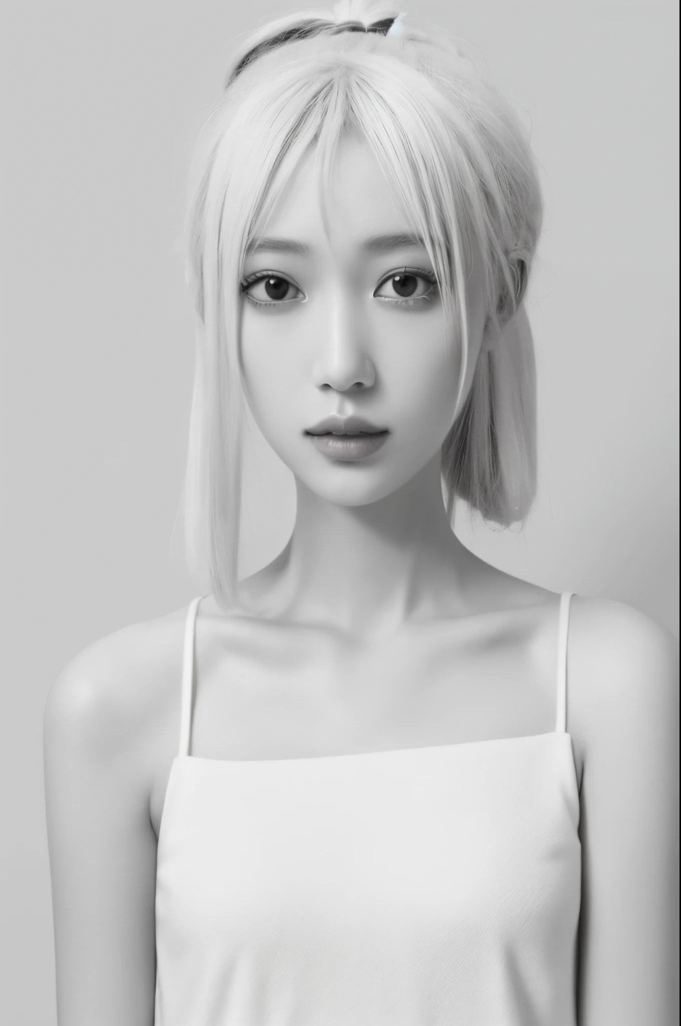 (Minimalist:1.5),Mono Color,A beautyful girl,sportrait,abstract paintings,Lots of white space