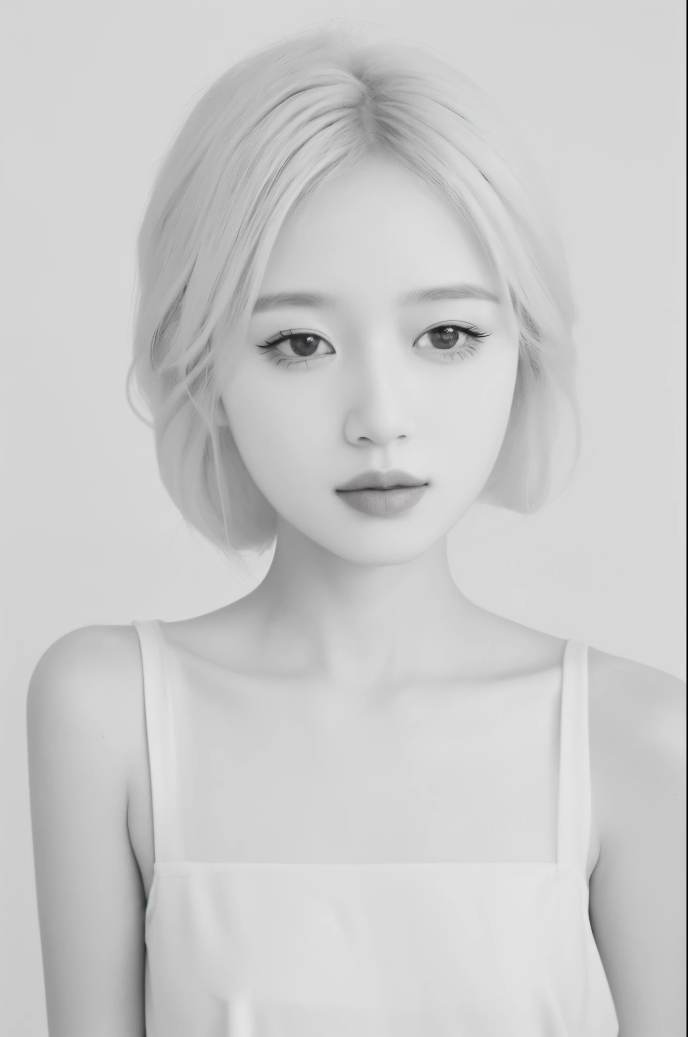 (Minimalist:1.5),Mono Color,A beautyful girl,sportrait,abstract paintings,Lots of white space