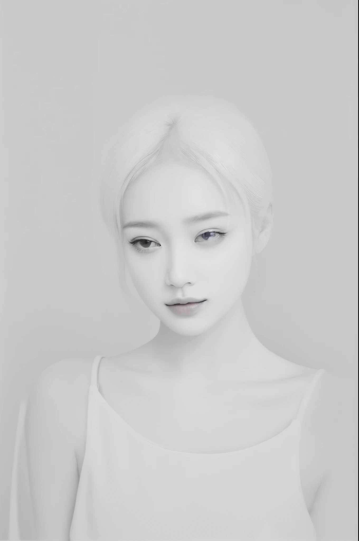 (Minimalist:1.5),Mono Color,A beautyful girl,sportrait,abstract paintings,Lots of white space