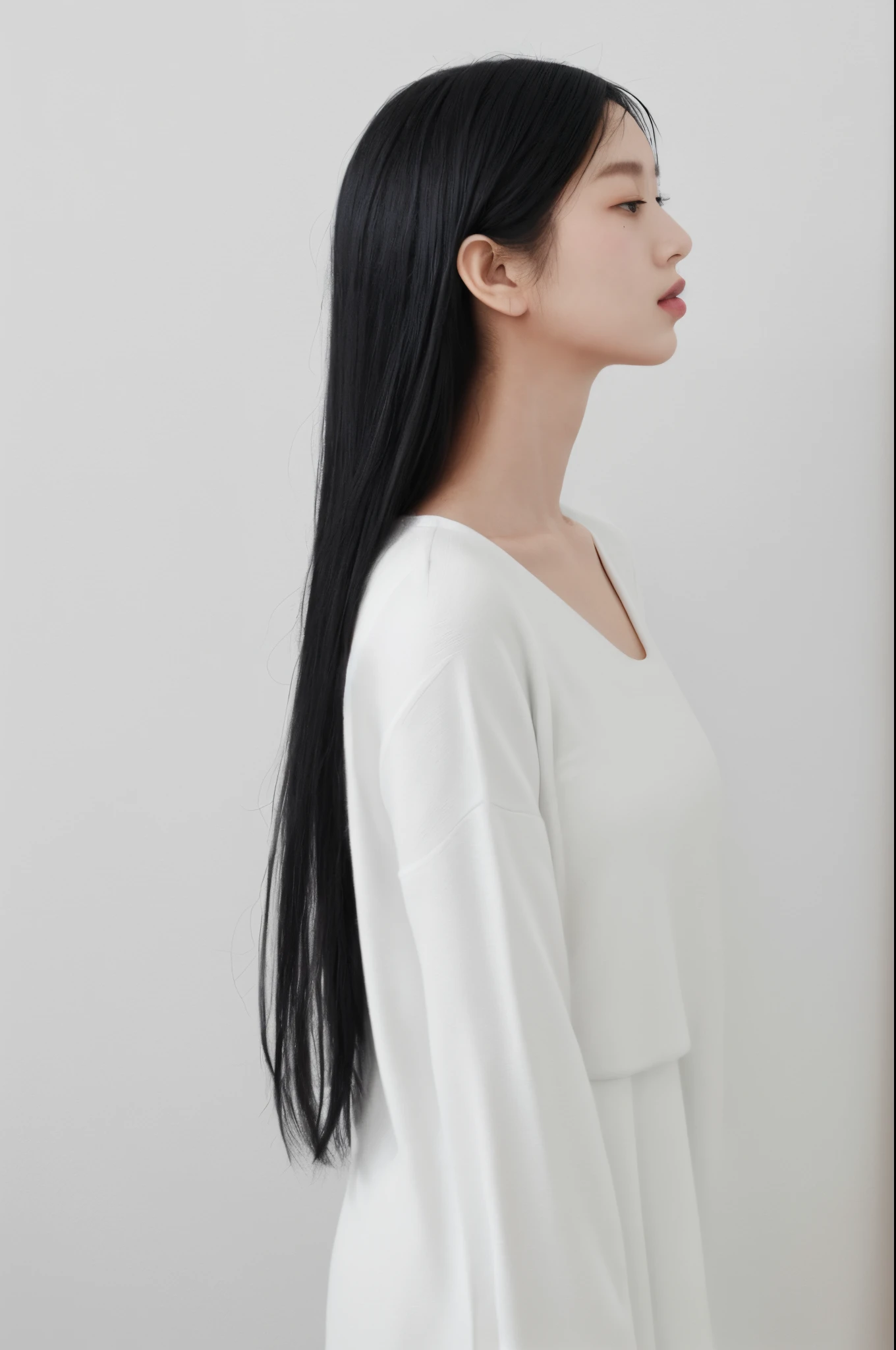 (Minimalist:1.5),Mono Color,A beautyful girl,sportrait,abstract paintings,Lots of white space
