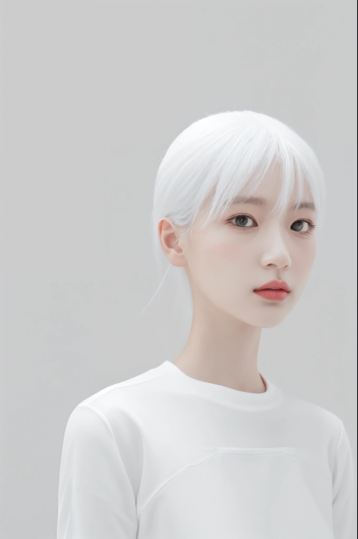 (Minimalist:1.5)，Mono Color，A beautyful girl，sportrait，abstract paintings，Lots of white space