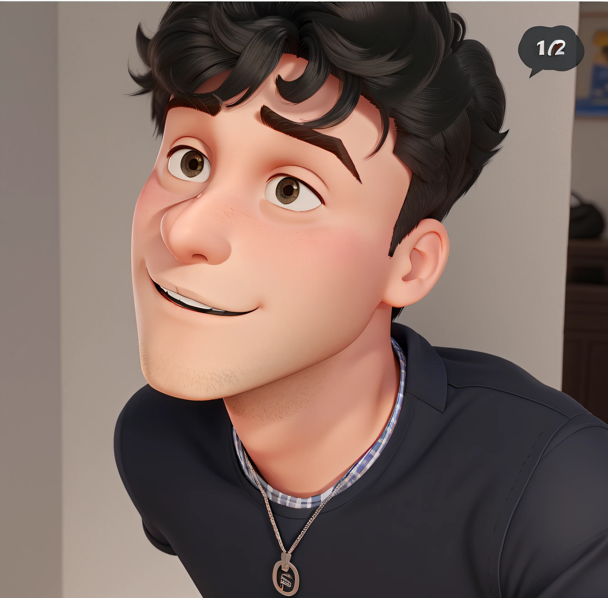 Um homem gay jovem e estiloso, well liked, cabelo preto  no estilo disney pixar, alta qualidade melhor qualidade