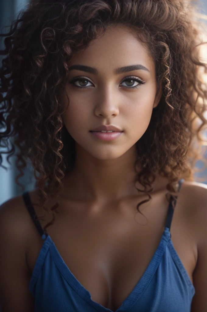 Masterpiece. Best quality, brown-skinned young woman with green eyes and curly hair posing for a picture, soft portrait shot 8 k, beautiful young girl, beautiful portrait image, photo of a beautiful woman, perfect face and eyes, gorgeous face portrait, beautiful young woman, beautiful portrait photo, beautiful model girl, extremely beautiful face, very beautiful young woman, beautiful girl model, beautiful portrait lighting 8k uhd, dslr, high quality, film grain, fujifilm xt3