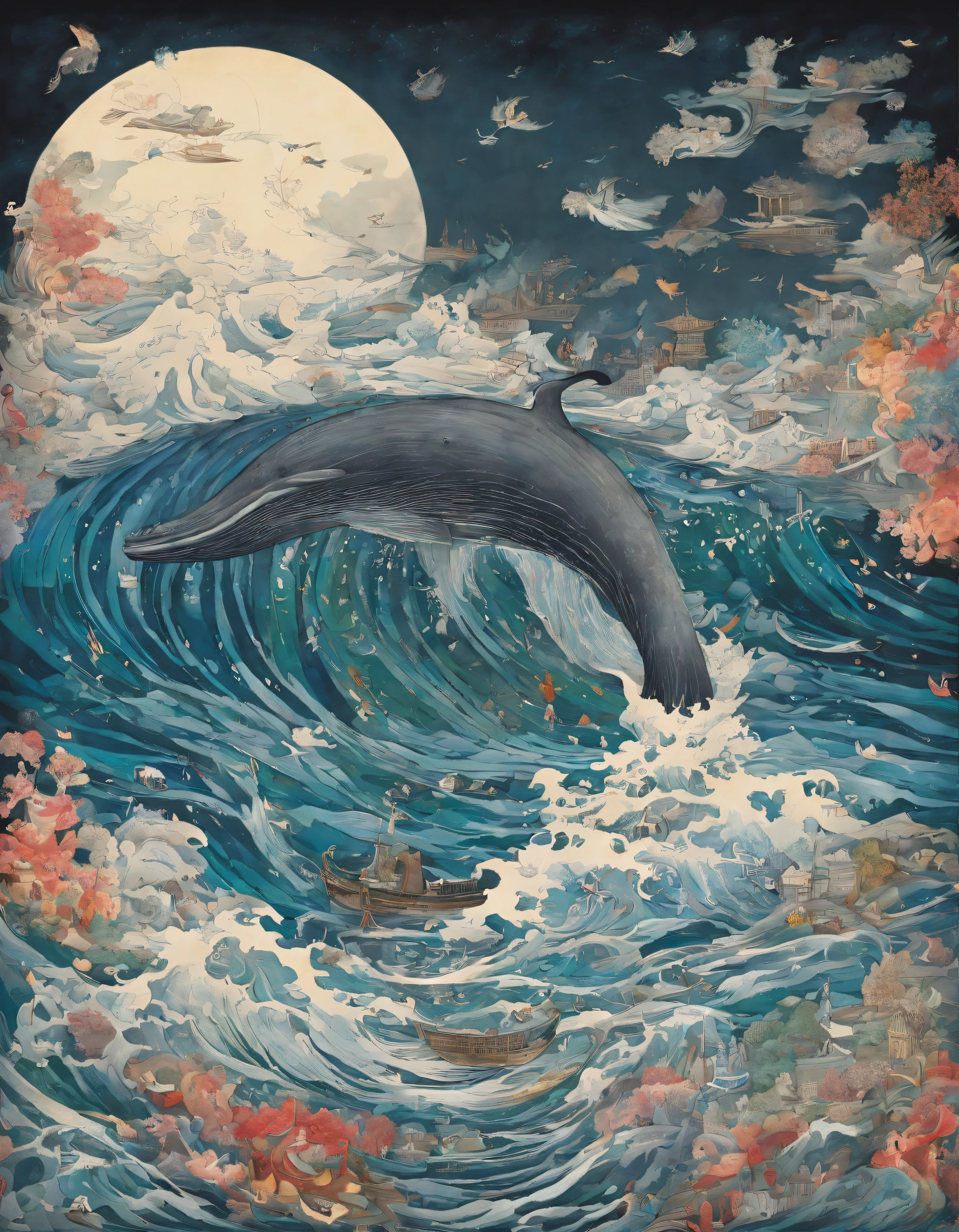 Paint a vivid scene with Jonah, prophet of god, A moment of desperate prayer in the huge belly of a giant whale.
Jonah was soaked,Fall to your knees, Slippery terrain, Illuminated by the faint light coming from the whale's mouth.
he wearing ragged clotheacial features exude pain and humility.iintricate、high detal、dramatics、(Volumetriclighting:1.2)High dynamic range shooting。(closeup cleavage,super deep vision,ultra-wide-angle,Microfocal Lens:1.2)(realist:1.4)tmasterpiece、high high quality、Beautiful photos of the neighborhood: Jonas, The inner walls of whales are rough, Moist texture, I saw some kind of ocean debris.
Jonah raised his hand in prayer, tear in her eyes, Because his words are directed to God.
A huge whale figure hovers above Jonah, Revealing the greatness and darkness of the Lord, In stark contrast to the smallness and weakness of the prophets.