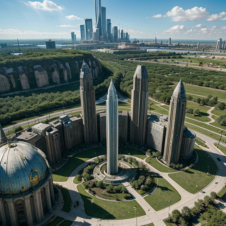 Landscape, Science fiction, Fantasy, Fantasy city, Science fiction city, Fantasy races, city park,