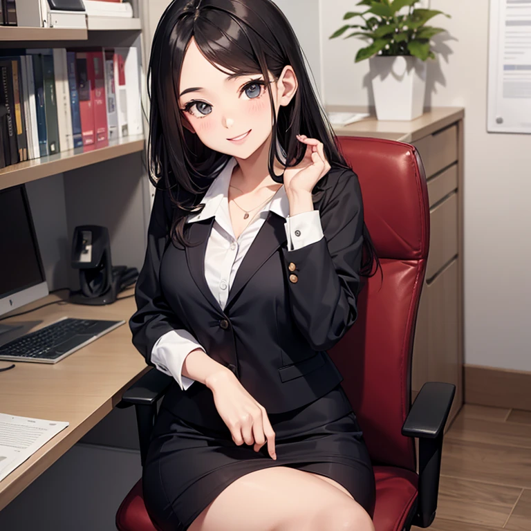 A 25 years old girl wearing office dress, smiling face, looking at viewer