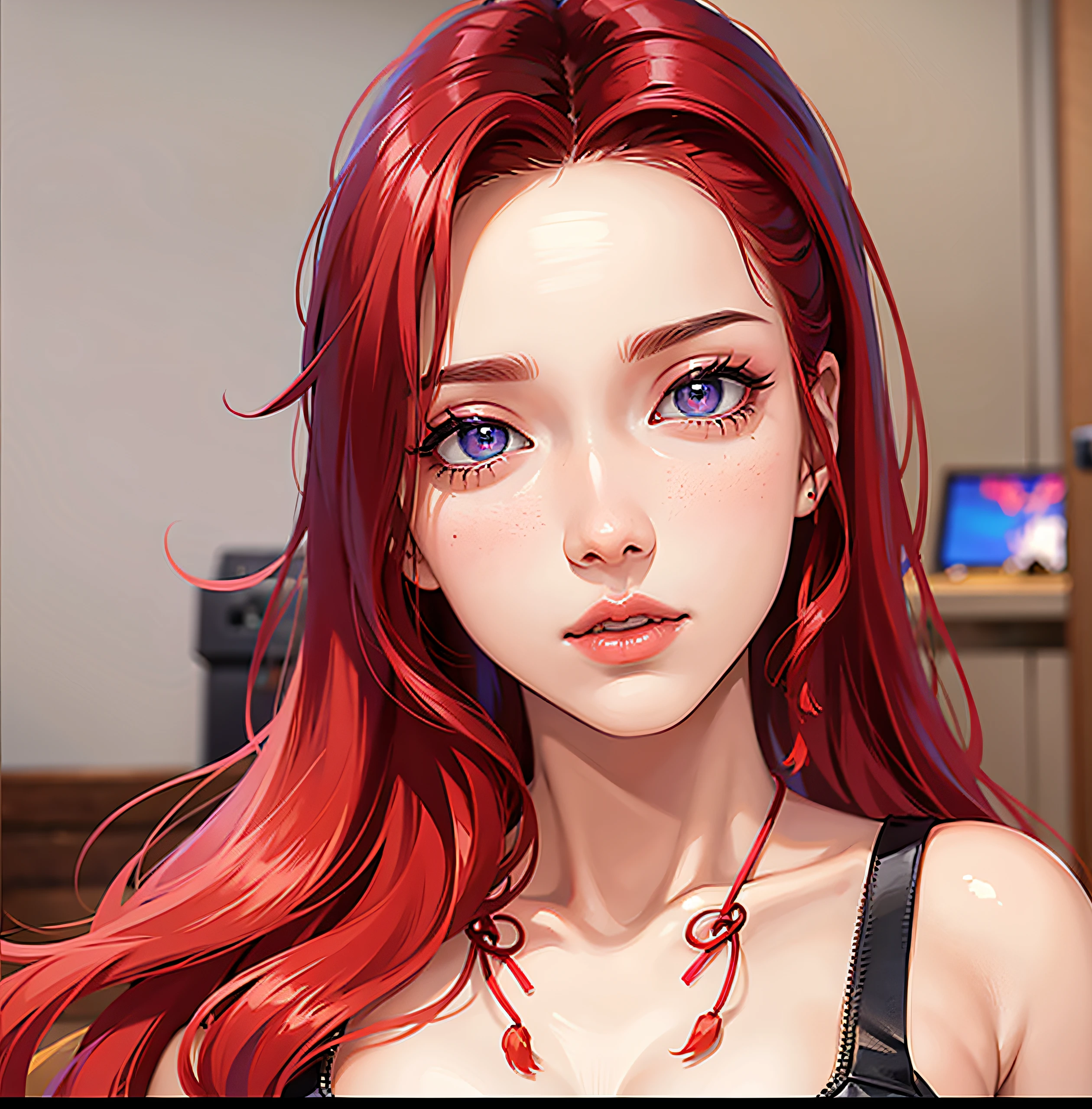 tem uma mulher ruiva e gravata amarela, cabelos tingidos de vermelho, Loba Andrade de Apex Legends, Streamer do Twitch, Anna Nikonova aka Newmilky, cabelos ruivos brilhantes, cabelos longos vermelhos, com cabelos ruivos, cabelos vermelhos ardentes, cabelos vermelhos carmesim e olhos vermelhos, Justina Blakeney, Alexandra Waliszewska, red hair, usando camiseta branca