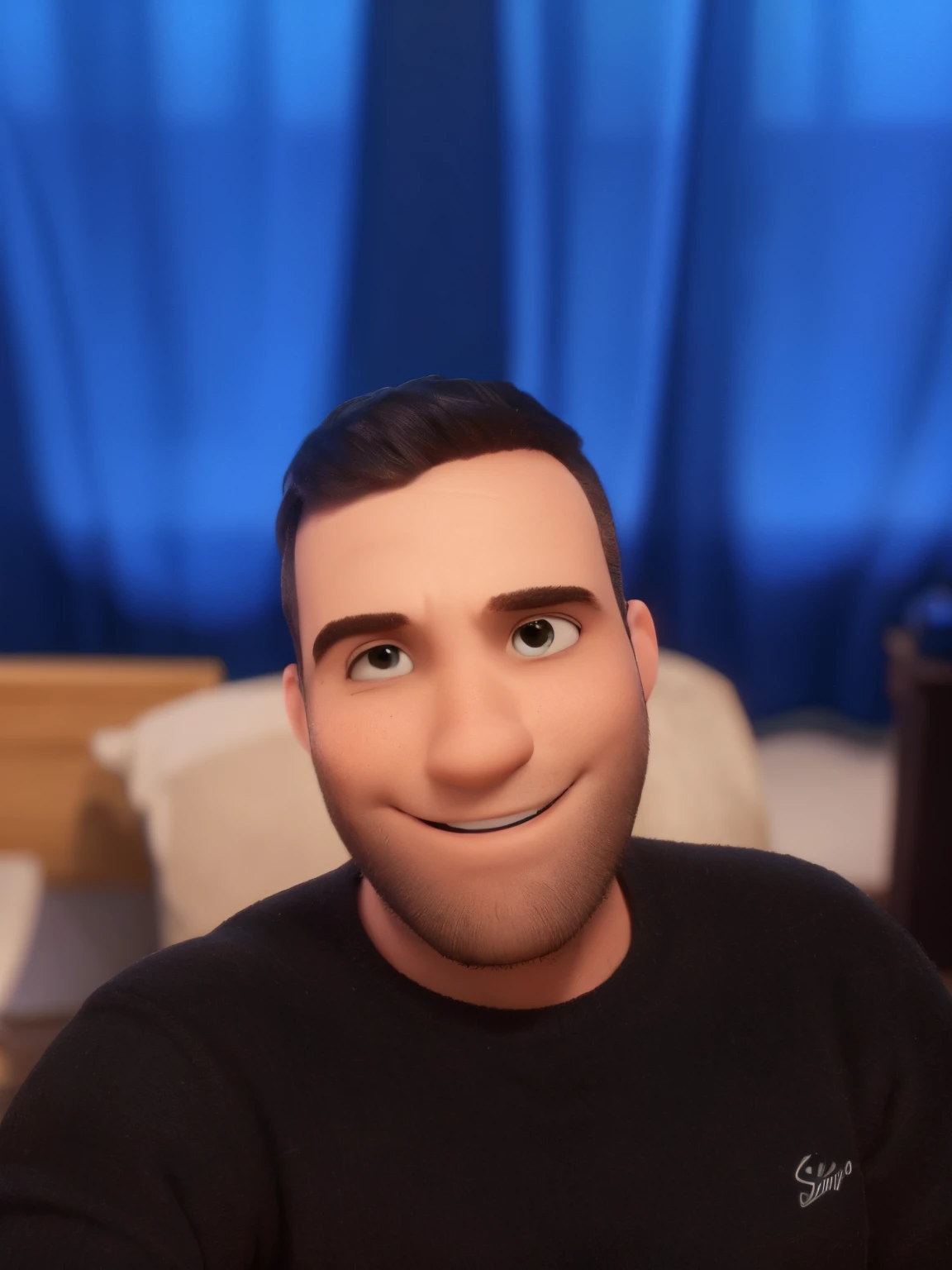homem sorrindo, estilo disney pixar alta qualidade, melhor qualidade.